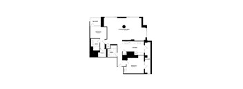 A black and white floor plan of a house with labeled rooms.