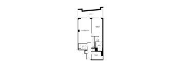 A black and white image of a floor plan for a two bedroom apartment.