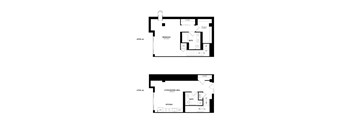 A black and white image of a floor plan for a two level home.