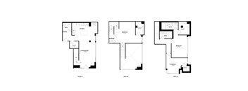 Three floor plans for three different rooms are shown.