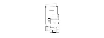 A black and white image of a floor plan for a Balcony apartment.