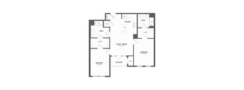 A black and white image of a house floor plan.