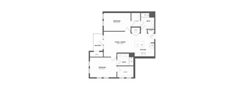 A black and white image of a floor plan for a house.