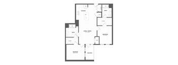 A black and white image of a floor plan for a house.