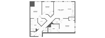 A black and white floor plan of a house with labeled rooms.