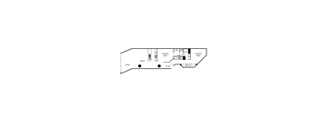 A floor plan of a house with a living room, dining room, kitchen, two bathrooms, a foyer and a walk-in.