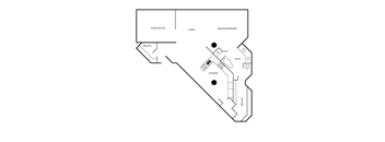 A black and white diagram of a house layout with labeled rooms.