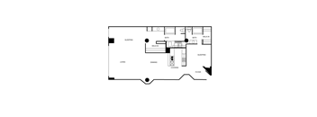 A black and white floor plan of a house with labeled rooms.