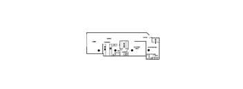 A floor plan of a house with labeled rooms such as dining, living, and sleeping area.