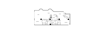 A black and white diagram of a house layout with labeled rooms.