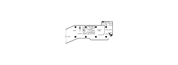 A floor plan of a room with a living area, dining area, kitchen, sleeping area, study/office area, bathroom, laundry, foyer and walk-in.