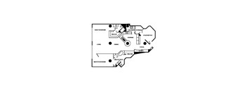 A black and white floor plan of a house with labeled rooms.