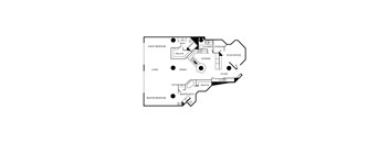 A black and white diagram of a house layout with labeled rooms.