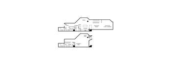A floor plan of a two-story home with labeled rooms.