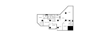 A floor plan of a house with labeled rooms such as sleeping, bath, and dining.
