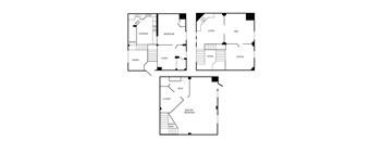 A set of four black and white floor plans for a house.