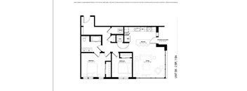 A black and white image of a floor plan for an apartment.