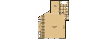 A floor plan of a house with a living room, pantry, and closet.