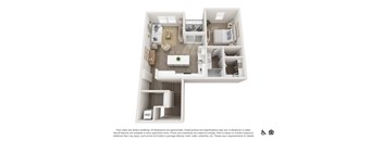 A floor plan of a one bedroom apartment.