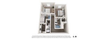 A floor plan of a one bedroom apartment.