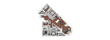 A detailed 3D floor plan of a house showing all rooms and their layout.