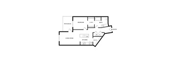 A black and white image of a house floor plan.