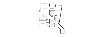 A black and white image of a house floor plan.