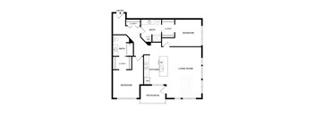 A black and white image of a house floor plan.
