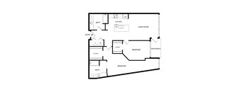 A black and white image of a house floor plan.