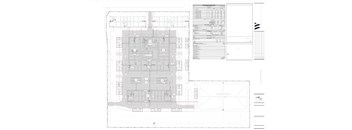 A black and white architectural floor plan with a dashed line border.