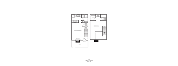 A black and white drawing of a floor plan for an apartment.