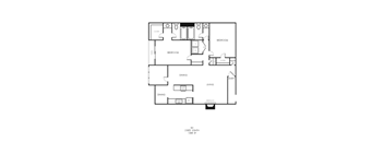 A black and white image of a floor plan for a two bedroom apartment.