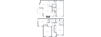 A floor plan of a two-story house with a garage and a balcony.