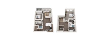 A floor plan of a two bedroom apartment.