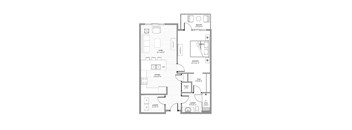 A floor plan of a house with labeled rooms such as bedrooms, a living room, a kitchen, a laundry area, and a bathroom.