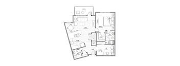 A black and white image of a house floor plan.