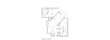 A 2 bedroom house floor plan with a kitchen, living room, and bathroom.