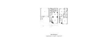 The image shows a floor plan for a 2 bedroom, 2.5 bath property that is 1452 square feet.