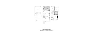 A floor plan for a 3 bedroom, 2.5 bathroom apartment is 1556 square feet.