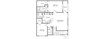 A black and white image of a floor plan for a home.