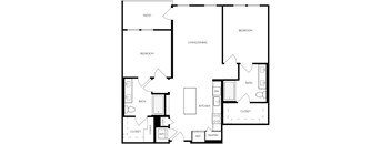 A black and white image of a house floor plan.