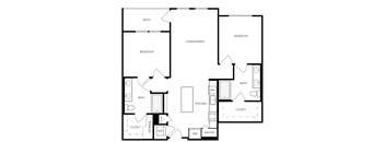 A black and white image of a house floor plan with a patio.