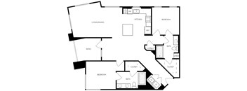 A black and white image of a house floor plan.