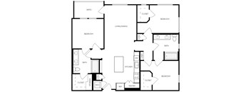 A black and white image of a house floor plan with labeled rooms.