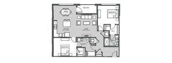 A black and white image of a house floor plan with a balcony.