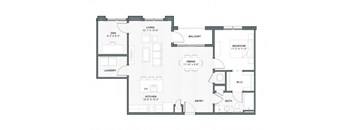 A black and white floor plan of a house with labeled rooms.