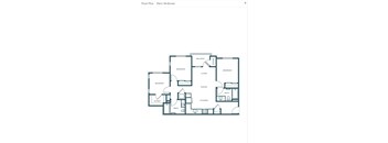 A floor plan of a three bedroom apartment.
