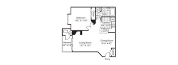 A black and white image of a house floor plan.