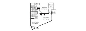 A black and white image of a floor plan for a house.