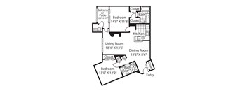 A black and white image of a house floor plan.